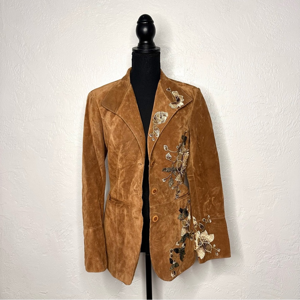 Vintage Y2K suede floral Classics Entier jacket - Picture 2 of 8